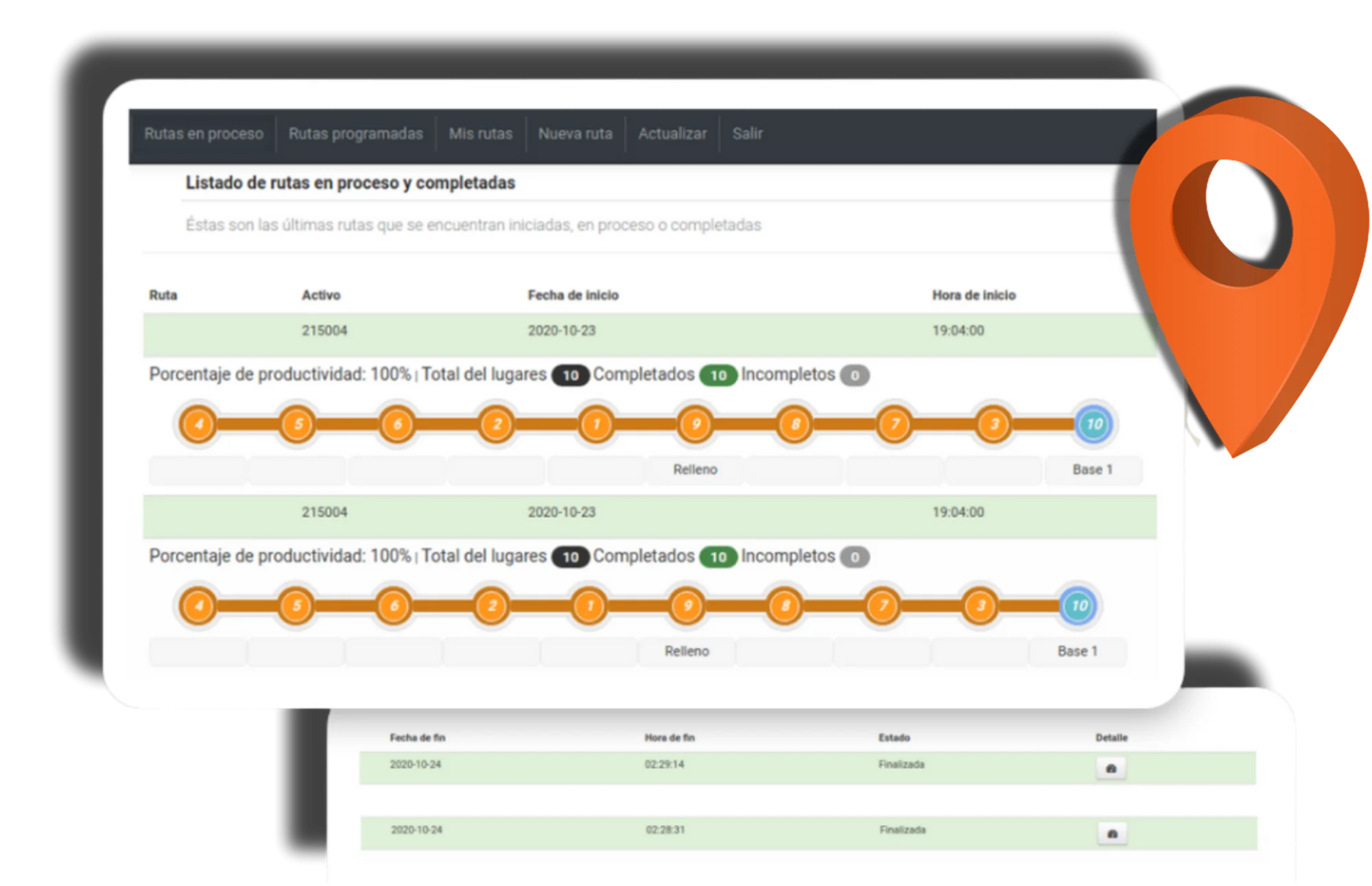 Control de tiempos y paradas - Distribución